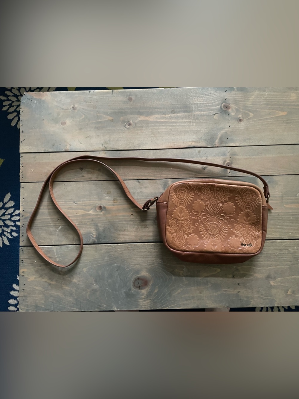 The Sak Embossed Floral Crossbody Bag in Brown